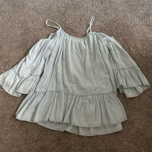 beachlunchlounge Cream Ruffled Blouse with Tiered Design